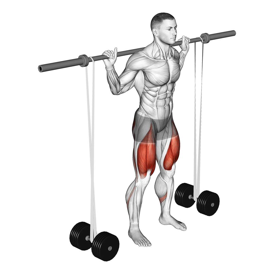 اسکوات هالتر با کش (Banded Back Squats) — حرکت چهارسر (آموزش تصویری)