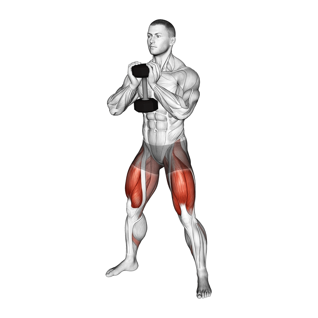 اسکوات سومو دمبل از جلو (Dumbbell Sumo Goblet Squat) — حرکت چهارسر (آموزش تصویری)