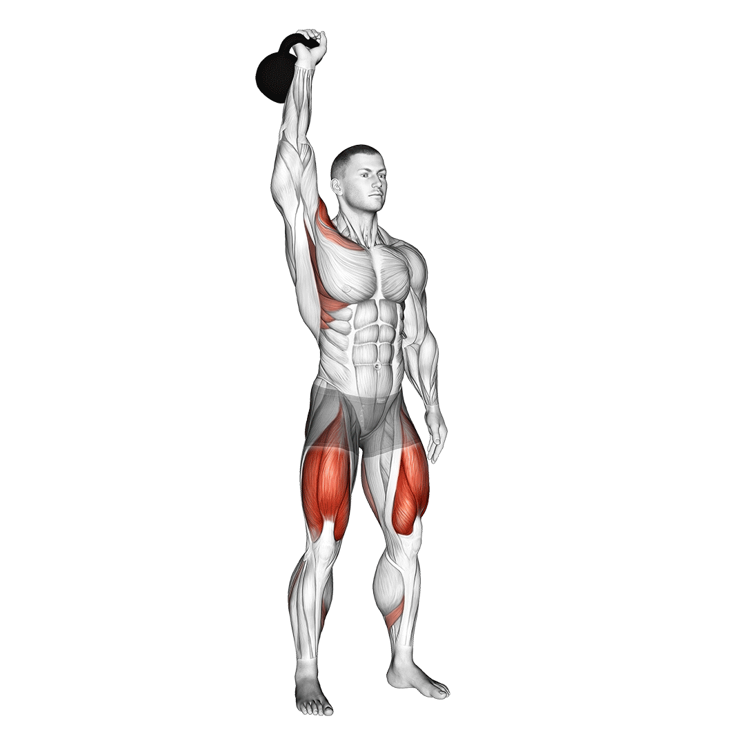 اسکوات بالای سر کتل‌بل (Kettlebell Overhead Squat) — حرکت چهارسر (آموزش تصویری)