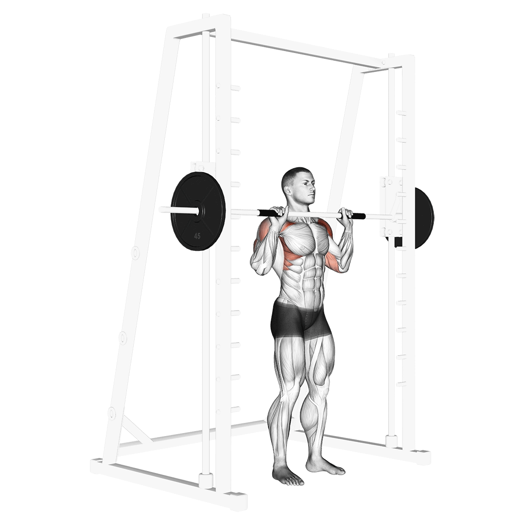 پرس سرشانه اسمیت ایستاده (Standing Smith Machine Shoulder Press) — حرکت سرشانه (آموزش تصویری)